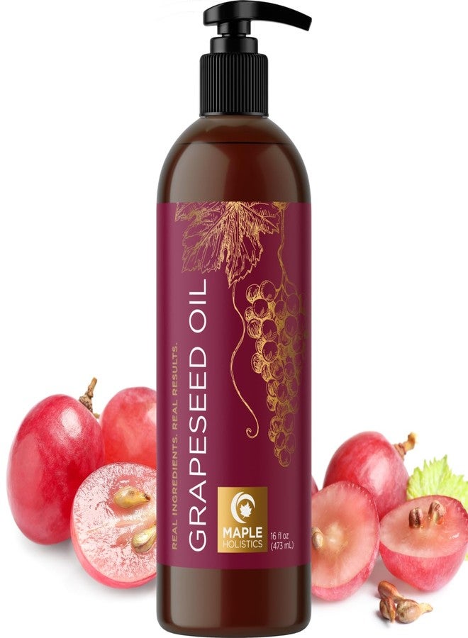 Maple Holistics Pure Cold Pressed Grapeseed Oil - Hydrating Grapeseed Oil for Hair Skin and Nails Plus Carrier Oil for Essential Oils Mixing - Pure Grapeseed Oil for Skin Beauty DIYs and Facial Skin Care Products - Image 1